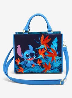 Loungefly Disney Lilo & Stitch Birds of Paradise Handbag — BoxLunch Exclusive | BoxLunch Beach Mall, Tropical Accessories, Disney Duos, Embroidered Duck, Embroidered Portrait, Lilo Et Stitch, Disney Film, Loungefly Bag, Disney Handbags