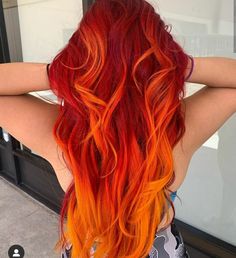 Red And Orange Hair, Color Melting Hair, Exotic Hair Color, Sunset Hair, Pulp Riot Hair Color, Red Ombre Hair, Fire Hair, Pulp Riot Hair, Ginger Hair Color