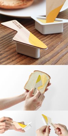 butter packaging design Creative Product Packaging Design, Packaging Design Unique, Creative Sustainable Packaging, Luxury Food Packaging Design, Fun Package Design, Unique Package Design, Packing Design Creative, Weird Packaging, Food Container Design