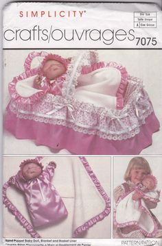 an image of a baby's crochet set in pink and white