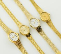 Affordable Jewelry, Women Wrist Watch, Beautiful Watches, White Dial, Metal Bracelets, Wrist Watches, Vintage Watches, Gold Watch, Timeless Pieces