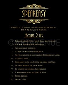 the speakeasy menu for house rules