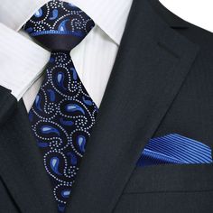 Exquisite Elegance: The Black and Blue Paisley Necktie Greetings, connoisseurs of timeless style and refined sophistication! Today, we embark on a journey to explore an accessory that epitomizes the fusion of classic design and contemporary charm—the Black and Blue Paisley Necktie. Beyond being a mere accessory, this necktie is a statement piece that effortlessly blends tradition with modernity. The Artistry of Paisley: Imagine a necktie that tells a story with every intricate swirl and elegant Elegant Blue Tie For Business, Elegant Blue Ties, Elegant Ties With Pocket Square For Black-tie Events, Elegant Ties For Black-tie Events, Elegant Black Tie Pocket Square, Blue Elegant Suit And Tie Accessories For Formal Occasions, Elegant Pocket Square For Black-tie Events, Elegant Blue Suit And Tie Accessories For Wedding, Elegant Navy Ties For Black Tie Events