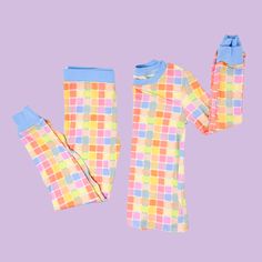 Blossom into springtime by adding these vibrant checkered watercolor bamboo pajamas to your daughter's bedtime routine! - So soft and comfy for your little cutie - Made from 95% Bamboo Viscose and 5% Spandex - Made to fit snuggly - Runs generously for longer wear - Sizes available from 2T to 9/10 Spring Matching Loungewear Sleepwear, Matching Spring Loungewear Sleepwear, Playful Multicolor Sleepwear For Pajama Party, Playful Multicolor Sleepwear For Loungewear, Matching Sleepwear For Pajama Party In Spring, Playful Multicolor Loungewear Sets, Playful Multicolor Long Sleeve Sleepwear, Multicolor Bedtime Sets For Spring, Playful Plaid Sets For Spring