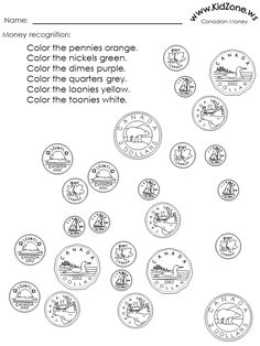 the worksheet for color the coins