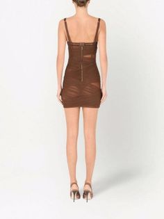 Shop Dolce & Gabbana tulle mini dress with Express Delivery - FARFETCH Luxury Brown Mini Dress For Party, Luxury Brown Mini Length Dress, Luxury Ruched Backless Mini Dress, Knee-length Ruched Brown Mini Dress, Gold Mini Dress Farfetch, Expensive Stuff, Tulle Mini Dress, Designer Drapes, Luxury Dresses