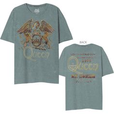 This Queen shirt, by Dirty Cotton Scoundrels, is from the band's 1975 Sheer Heart Attack Japan Tour. Made from 100% washed out blue cotton featuring a mineral wash and distressed graphics giving this shirt its vintage look and feel, our tee spotlights Queen’s crest logo on the front while the back highlights another Queen logo framed by Japanese lettering and Sheer Heart Attack Tour 1975 Japan. #queen #freddiemercury #mensfashion #dirtycottonscoundrels #bandtees #rockerrags Rock Concert Style, Japanese Lettering, Queen Rock Band, Queen Logo, Queen Shirt, Rose Clothing, Japan Tour, Concert Fashion, Crest Logo