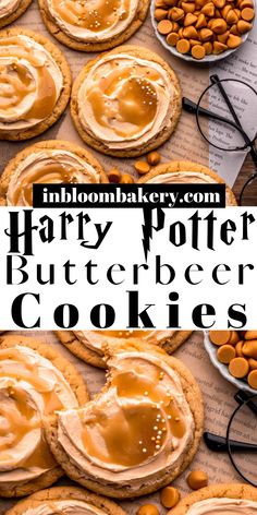 harry potter butterscotch cookies with glasses on top