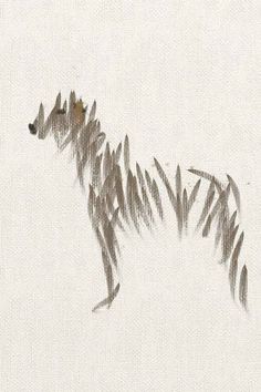 a drawing of a dog made out of leaves