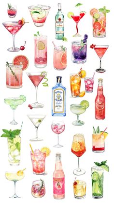 a painting of many different kinds of drinks