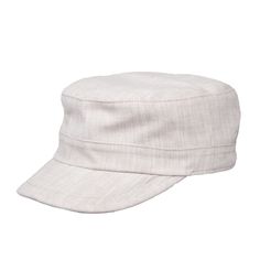 a white hat is shown on a white background and it's made out of linen