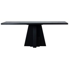 a black rectangular table with an extended base