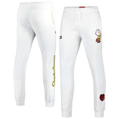 Show off your timeless love for the Peanuts with these Freeze Max jogger pants. They feature a stylized depiction of your favorite childhood series that shows you're ready to get in some nap time. The drawstring waistband and fleece lining make these joggers extra comfortable, perfect for a relaxing day on the couch or anywhere you find suitable to tucker out. White Sporty Sweatpants With Graphic Print, Sporty White Sweatpants With Graphic Print, White Sporty Joggers With Letter Print, Sporty White Joggers With Letter Print, Casual Streetwear Bottoms With Character Print, Casual Loungewear Bottoms With Character Print, Casual Character Print Loungewear Bottoms, White Letter Print Joggers For Leisure, White Graphic Print Sweats For Loungewear