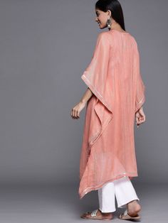 Radiant pink viscose georgette striped kurta online on Inddus at best price with free shipping worldwide. Striped Kurta, Georgette Kurta, High Low Dress, Kimono Top, Free Shipping, Pink