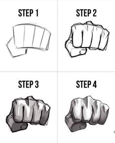 four steps to drawing a fist