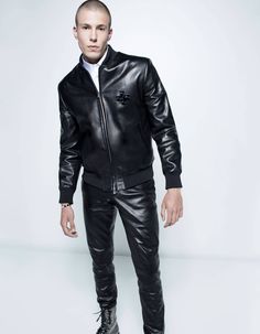 Overview:Crafted from premium soft black nappa lambskin, this jacket bomber features classic styling with a tonal ribbed collar, cuffs, and waistband. Highlights:- Black- Zip front closure- Slanted welt pockets- Large ribbed knit, neckline, cuff, and hem- Polycarbonate brand logo piece on Chest - Gender-neutral Size & fitting:- Model measures: Height 1.86cm; Chest/Bust 93cm; Waist 77cm; Hip 93cm.- Model wears a size M. Info & Care:- Outer 100% Lambskin premium leather- Lining 100% Polyester- Dry Black Leather Trousers, Tight Leather Pants, Gender Free, Leather Trousers, Soft Black, In Fashion, Leather Men, Brand Logo, Leather Pants