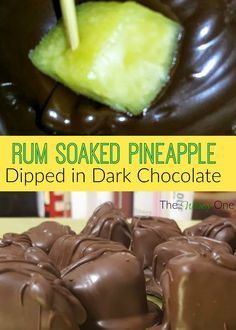 chocolate dipped pineapples in dark chocolate are ready to be eaten