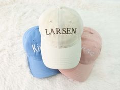 This personalized kids baseball hat is a great accessory for your little one's wardrobe. Made with high-quality materials, this custom embroidered cap is available in 11 different colors, so you can choose the one that best matches your child's style. With a circumference of 19-20inches, it is designed to fit kids between 2-6 years old. You can add your own custom text or design to make it unique and personal. Whether they're playing outside, going to the park, or just running errands with you, Personalized Cotton Birthday Hat, Casual Letter Print Hat For Birthday, Personalized Casual Hats For Birthday, White Personalized Cotton Hat, Cute Cotton Hats For Birthday, Personalized White Baseball Cap With Curved Bill, Personalized White Cotton Hat, Adjustable White Baseball Cap With Letter Embroidery, Cute Cotton Birthday Hats