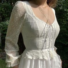 White Cottagecore Dress Aesthetic, Simple White Dress Cottagecore, Cottagecore Vintage White Dress, Spring Victorian Dress In Vintage White, Clothes Dye, Ball Gowns Victorian, White Cottagecore Nightgown, Fairy Clothes, Fashionista Clothes