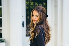 Full, loose half up half down curls Gal Meets Glam Hair, Chanel Bow, Girly Hairstyles, Glam Waves, Half Ponytail, Julia Berolzheimer, Black Ballet, Glam Hair, Gal Meets Glam