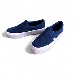 I Love These Shoes But Sadly They Don’t Fit Me. I’m Usually A 7.5 But My Heel Slips Out Of These I Only Tried Them On One Time In My House. Superga 2306 Cotu Slip-On Platform Sneaker (Women) Blue Insignia Casual Blue Slip-ons With Contrast Sole, Blue Sporty Slip-ons With Round Toe, Blue Low-top Slip-on Sneakers With Vulcanized Sole, Navy Slip-on Low-top Sneakers, Blue Low-top Sporty Slip-ons, Sporty Blue Low-top Slip-ons, Blue Slip-on Canvas Shoes With Rubber Sole, Blue Cushioned Slip-on Sneakers, Blue Slip-on Sneakers With Round Toe