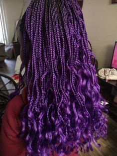 Box Braids Hairstyles Purple, Purple Black Braids, Purple And Black Braids For Black Women, Braided Hairstyles Purple, Dark Purple Box Braids, Black And Purple Braids, Purple Twists, Purple Box Braids, Medium Hair Braids