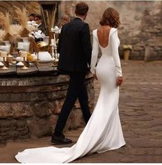 Elegant Wedding Dress Mermaid, Casual Fall Wedding, Backless Bridal Dresses, Wedding Dress Mermaid, Satin Mermaid Wedding Dress, Backless Bridal Gowns, Long Sleeve Bridal Gown, Satin Bridal Gowns, Dresses Mermaid