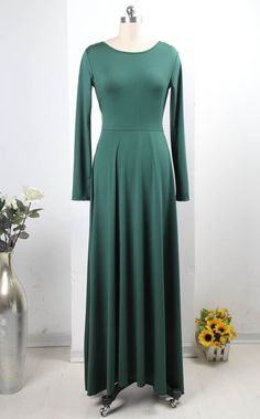 Sexy Long Sleeves V Back Backless Ankle Length Dress With Bow on Luulla Green A-line Maxi Dress For Night Out, Flowy A-line Maxi Dress In A Single Color, Solid Flowy A-line Maxi Dress, Flowy Solid A-line Maxi Dress, Green Non-stretch Maxi Dress For Party, Stretch Solid Color Maxi Dress For Fall, Fall Solid Color Stretch Maxi Dress, Fitted A-line Maxi Dress In Solid Color, Green Maxi Dress For Party