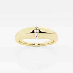 Elevate your spirit and your jewelry collection with our beautiful 14K gold Bombë Diamond Ring. Starting off with a narrow band, the elegant dome band gradually widens and rises to create a bold statement. This modern classic is an essential piece for any minimalist jewelry lover, and can be worn on its own or contrasted with a wider selection of rings. Luxury Yellow Gold Stackable Rings With Tension Setting, Classic Yellow Gold Stackable Rings With Diamond Accents, Classic 14k Gold Stackable Rings With Channel Set, 14k Yellow Gold Dome Ring With Single Cut Diamonds, Classic 14k Gold Channel Set Stackable Rings, Classic 14k Gold Bands With Single Cut Diamonds, Yellow Gold Dome Ring With Diamond Accents, Anniversary Yellow Gold Dome Ring With Diamonds, Luxury Gold Stackable Rings Channel Set