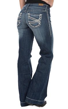 Ariat Women's Entwined Cavender's Exclusive Trouser Jean | Cavender's Ariat Bootcut Jeans, Farm Fits, Stockshow Outfits, Ariat Clothing, Birthday Outfit Ideas For Women, Jeans Casual Outfit, Womens Trouser Jeans, Country Jeans, Birthday Outfit Ideas