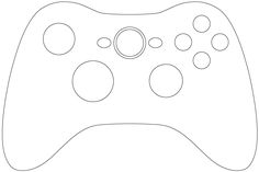 a black and white drawing of a video game controller with circles on the front side