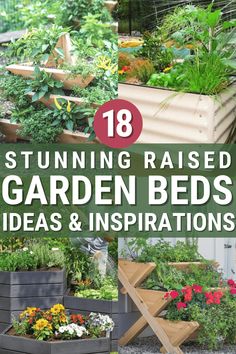 Whether you're just starting or ready to expand, here are some great raised garden bed ideas and inspiration! via @mystayathome Raised Garden Bed Ideas Layout, Raised Flower Garden Beds Layout, Stylish Raised Garden Beds, Raised Flower Beds Ideas, Front Yard Raised Beds, Raised Planters Ideas, Raised Garden Beds Layout Design Landscaping Ideas, Above Ground Garden Ideas, Raised Garden Beds Ideas Layout