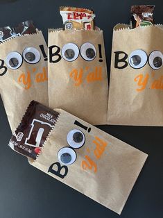 Halloween Treat Bags, Boo Bags, Treat Bags, Halloween, Halloween Party, Wiggley Eyes, Boo Y'all, Trick or Treat Bags, Trick or Treat - Etsy Halloween Candy Bags Diy, Halloween Goodie Bags For Adults, Halloween Goodie Bag Ideas, Pumpkin Elf, Boo Bags, Halloween School Treats, Dulces Halloween, Halloween Gift Bags, Halloween Food Treats