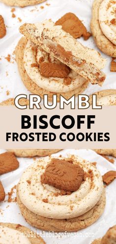 biscoff frosted cookies Crumbl Cookie Copycat Mallow Creme, Best Crumbl Cookie Recipes, Crumbl Brookie Recipe, Cookie Butter Crumbl Cookies, Copycat Crumbl Biscoff Cookies, Biscoff Crumble Recipe, Cookie With Frosting Recipes, Crumbl Cookie Copycat Biscoff, Crumble Biscoff Cookie