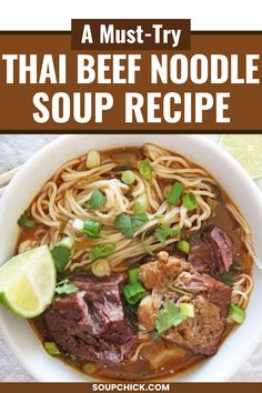 Thai Beef Noodle Soup Thai Ramen Soup, Ginger Beef Soup, Thai Beef Soup Recipes, Thai Beef Soup, Thai Pho Soup Recipe, Asian Beef Soup Recipes, Beef Noodle Soup Recipes, Asian Beef Soup, Thai Beef Noodle Soup