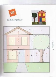 the book is open to show an image of a house and tree with numbers on it