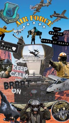 an advertisement for air force, with the caption'keep calm and on '