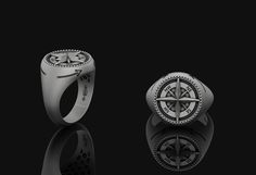 Compass Ring Oxidized Finish Mans Ring, Compass Ring, Attractive Eyes, Ring Collection, Ring Collections, Ring Gift, Compass, Silver Ring, Gifts For Him