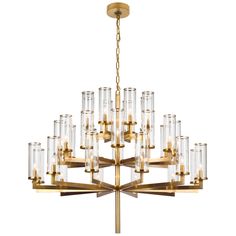 a large chandelier with many clear glass tubes hanging from the middle of it