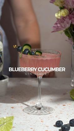 the blueberry cucumber gin cocktail is ready to be served