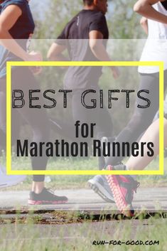 runners running in the park with text overlay that reads best gifts for marathon runners