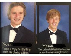 two men in tuxedos are smiling at the camera and one is wearing a bow tie