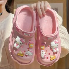 Brand New. Shoe Size 35-36 Fit Us Size 6-6.5 Shoe Size 37-38 Fit Us Size 7-8 Sanrio Crocs, Sanrio Shoes, Hello Kitty Slippers, Crocs Fashion, Hello Kitty Shoes, Fall Sweaters For Women, Charmmy Kitty, Kitty Clothes, Hello Kitty Clothes