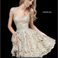 Questions? Leave A Comment Below! Homecoming Dresses Sleeves, Sherri Hill Short Dresses, Grad Dresses Short, Grad Dresses Long, Homecoming Formal Dresses, Lace A Line Dress, Prom Dress Stores, Sherri Hill Dresses, Grad Dresses