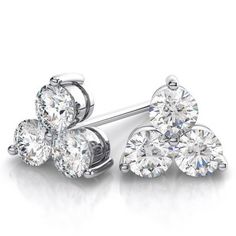 This popular and classic matching pair of women's earrings features six round brilliant cut lab created diamonds.  Both earrings are secured with bush backs.  All diamonds are prong set in solid 14k white gold. Womens Earrings, Moissanite Earrings, Jewelry Images, Stone Studs, Diamond Stud Earrings, 925 Silver Earrings, Pompeii, Diamond Stud, Cz Diamond