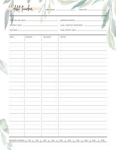 the printable daily planner with green leaves on it