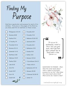 a blue and white poster with the words finding my purpose