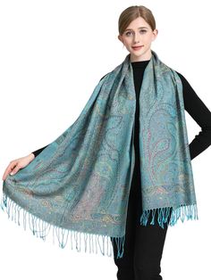 PRICES MAY VARY. Material - Immerse yourself in the lap of luxury with the indulgent feel of high-quality Pashmina. This exquisite material not only adds a touch of opulence to your wardrobe but also promises a delightful blend of softness and warmth. It is lightweight and breathable, making it ideal for year-round use. Elegant Design - The pashmina shawl features vibrant multicolor paisley patterns that add a touch of elegance and sophistication to any outfit. It can be worn as a scarf, shawl, Cozy Scarf, Shawl Patterns, Scarf For Women, Pashmina Shawl, Pashmina Scarf, Shawl Wrap, Timeless Accessories, Scarf Pattern, Paisley Pattern