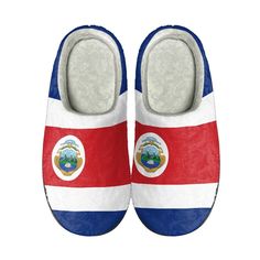 Costa Rica Cotton Slippers Our coziest Costa Rica Flag cotton slippers are made for nights in! Featuring a slip-on design, these closed toe slippers allows for easy indoor wearing. Pair them well with all of your favorite winter outfits from onesies to pajamas, these winter slippers are made to suit your at-home comfort. Our soft & warm slippers also feature an anti-slip rubber sole and a cotton blend interior lining. These shoes are the perfect way to end a long day or the perfect way to start Comfortable Indoor Slippers With Soft Sole, Non-slip Casual Slippers For Loungewear, Comfy Indoor Slippers With Soft Sole, Casual Non-slip Slippers For Loungewear, Casual Scuff Slippers For Lounging, Casual Lounging Scuff Slippers, Casual White Slippers For Home, White Casual Slippers, Super Soft Slip-on Slippers For Lounging