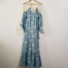 Original 1970s Vintage Gunne Sax By Jessica Dress. Blue With White Floral Pattern, And Lace Sleeves And Top. Pearl Buttons In Back And Matching Material Belt. Fully Lined Condition Good Condition, Slightly Faded, No Holes That I Could Find. Size 9 Open To Reasonable Offers! Gunne Sax, Floral Blue Dress, Lace Sleeves, Floral Dress, Floral Pattern, Dresser, Womens Dresses, Lace, Dresses